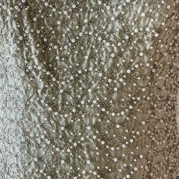 Vintage Dazzelle Inc 100% Silk Ornately Pearl Beaded Layered Chiffon Midi Dress - Picture 8 of 17